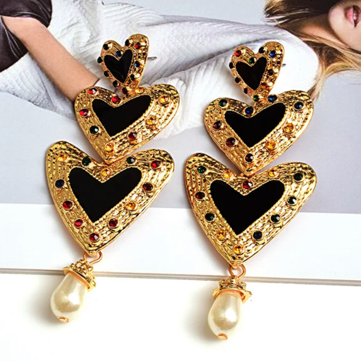Heart Drop Dangle Earrings